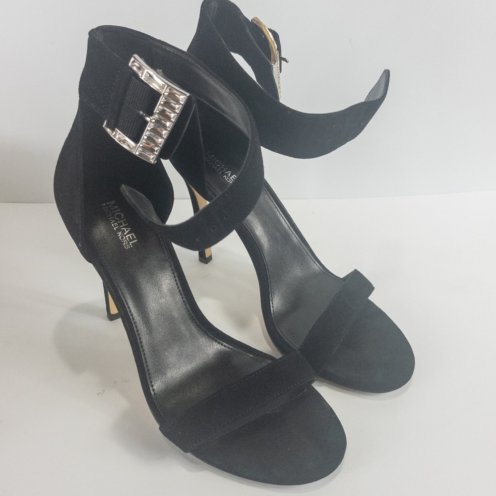 Michael Kors Crystal Embellished Suede Sandal Black -8 - Picture 4 of 6